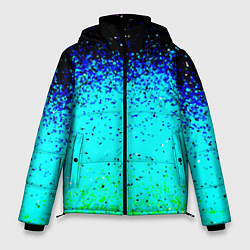 Куртка зимняя мужская Пикселизация неоновых цветов, цвет: 3D-черный
