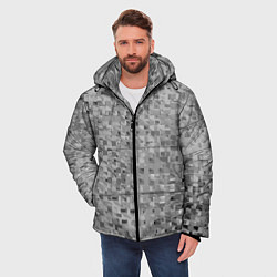 Куртка зимняя мужская Серый текстурированный кубики, цвет: 3D-светло-серый — фото 2