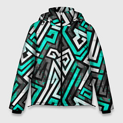Куртка зимняя мужская Разноцветный лабиринт, цвет: 3D-черный