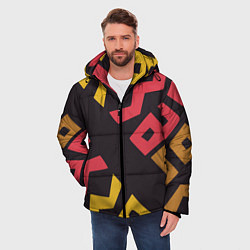 Куртка зимняя мужская Абстракция - этно мотивы, цвет: 3D-светло-серый — фото 2