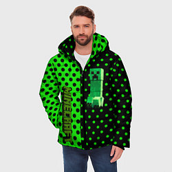 Куртка зимняя мужская Minecraft creeper pattern, цвет: 3D-светло-серый — фото 2