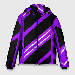 Куртка зимняя мужская Чёрно-белые полосы на фиолетовом фоне, цвет: 3D-светло-серый