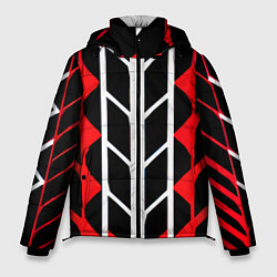 Куртка зимняя мужская White and red lines on a black background, цвет: 3D-черный
