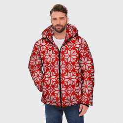 Куртка зимняя мужская Цветной вязаный орнамент, цвет: 3D-красный — фото 2