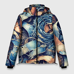 Куртка зимняя мужская Джинсовая рванина - модный тренд, цвет: 3D-светло-серый