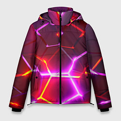 Куртка зимняя мужская Красные плиты с фиолетовым свечением, цвет: 3D-светло-серый