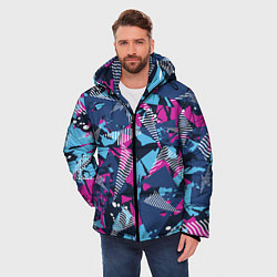 Куртка зимняя мужская Яркий абстрактный узор для спорта, цвет: 3D-светло-серый — фото 2