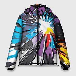 Куртка зимняя мужская Кляксы краски - абстракция, цвет: 3D-черный