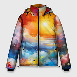 Мужская зимняя куртка Закат солнца - разноцветные облака