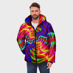 Куртка зимняя мужская Абстрактные волнистые линии, цвет: 3D-светло-серый — фото 2