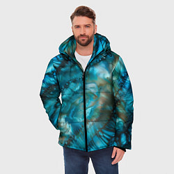 Куртка зимняя мужская Абстракция батик - морской стиль, цвет: 3D-черный — фото 2
