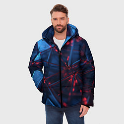 Куртка зимняя мужская Абстрактные треугольные элементы, цвет: 3D-черный — фото 2