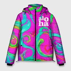 Куртка зимняя мужская Abstract floral pattern - aloha, цвет: 3D-черный