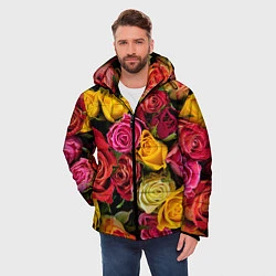 Куртка зимняя мужская Ассорти из роз, цвет: 3D-черный — фото 2