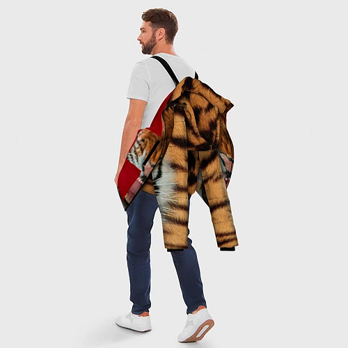 Мужская зимняя куртка Взгляд тигра / 3D-Красный – фото 5