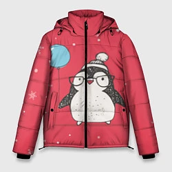 Куртка зимняя мужская Влюбленная пингвинка, цвет: 3D-черный