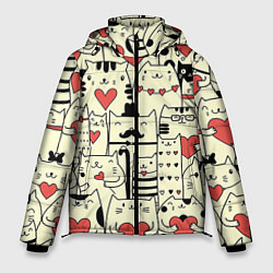 Куртка зимняя мужская Любящие котики, цвет: 3D-красный