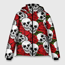 Куртка зимняя мужская Черепа в розах, цвет: 3D-красный