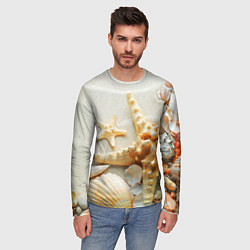 Лонгслив мужской Морские ракушки, цвет: 3D-принт — фото 2