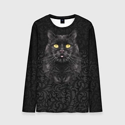 Лонгслив мужской Чёрный котик, цвет: 3D-принт