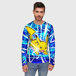 Лонгслив мужской Пикачу бежит с молниями, цвет: 3D-принт — фото 2