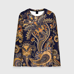 Мужской лонгслив Орнамент пейсли - золотой