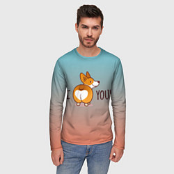 Лонгслив мужской I love you смешной корги, цвет: 3D-принт — фото 2