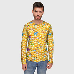 Лонгслив мужской Смайлики Emoji, цвет: 3D-принт — фото 2