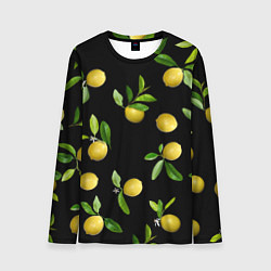 Лонгслив мужской Лимоны на черном, цвет: 3D-принт