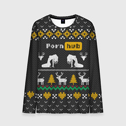 Лонгслив мужской Pornhub свитер с оленями, цвет: 3D-принт