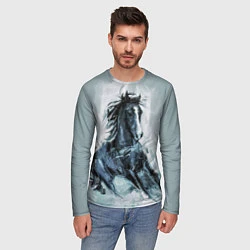 Лонгслив мужской Нарисованный конь, цвет: 3D-принт — фото 2