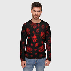 Лонгслив мужской Samurai pattern - красный, цвет: 3D-принт — фото 2