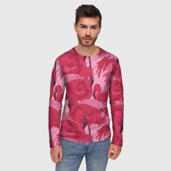 Лонгслив мужской Розовые фламинго, цвет: 3D-принт — фото 2