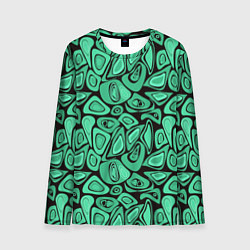 Лонгслив мужской Зеленый абстрактный узор, цвет: 3D-принт