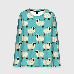 Мужской лонгслив Овечки паттерн на бирюзовом