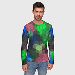 Лонгслив мужской Разноцветный геометрический уз, цвет: 3D-принт — фото 2