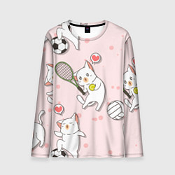 Лонгслив мужской Спортивные котики Мяу спорт Z, цвет: 3D-принт