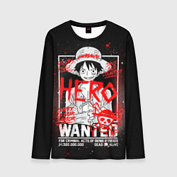 Лонгслив мужской One Piece: Разыскивается Манки Д Лаффи, цвет: 3D-принт