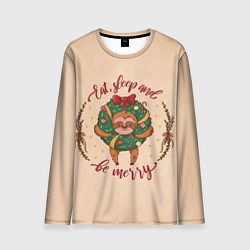 Лонгслив мужской Ленивец Новый год, цвет: 3D-принт
