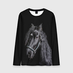 Лонгслив мужской Лошадь на черном фоне, цвет: 3D-принт