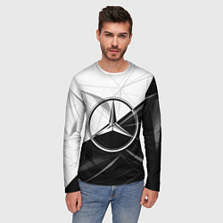 Лонгслив мужской MERCEDES-BENZ МЕРСЕДЕС-БЕНЗ BLACK AND WHITE, цвет: 3D-принт — фото 2