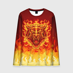 Лонгслив мужской Огненный тигр в пламени, цвет: 3D-принт