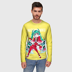 Лонгслив мужской Новогодняя Хацунэ Мику, цвет: 3D-принт — фото 2