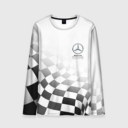 Лонгслив мужской MERCEDES, МЕРСЕДЕС СПОРТ, ФИНИШНЫЙ ФЛАГ, ФОРМУЛА 1, цвет: 3D-принт
