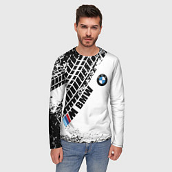 Лонгслив мужской BMW следы шин, цвет: 3D-принт — фото 2