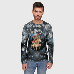 Лонгслив мужской Санта на олене Новый год 2022, цвет: 3D-принт — фото 2