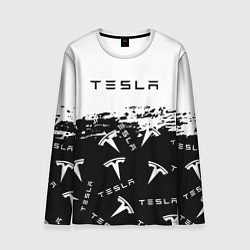 Лонгслив мужской Tesla - Black & White, цвет: 3D-принт