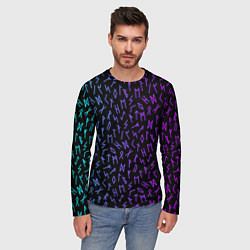 Лонгслив мужской Рунический алфавит Neon pattern, цвет: 3D-принт — фото 2