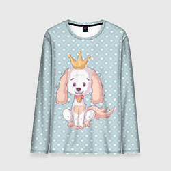 Лонгслив мужской Милая собачка с короной на фоне сердечек, цвет: 3D-принт