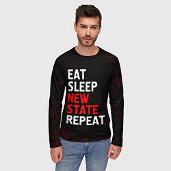Лонгслив мужской Eat Sleep New State Repeat - Потертости, цвет: 3D-принт — фото 2